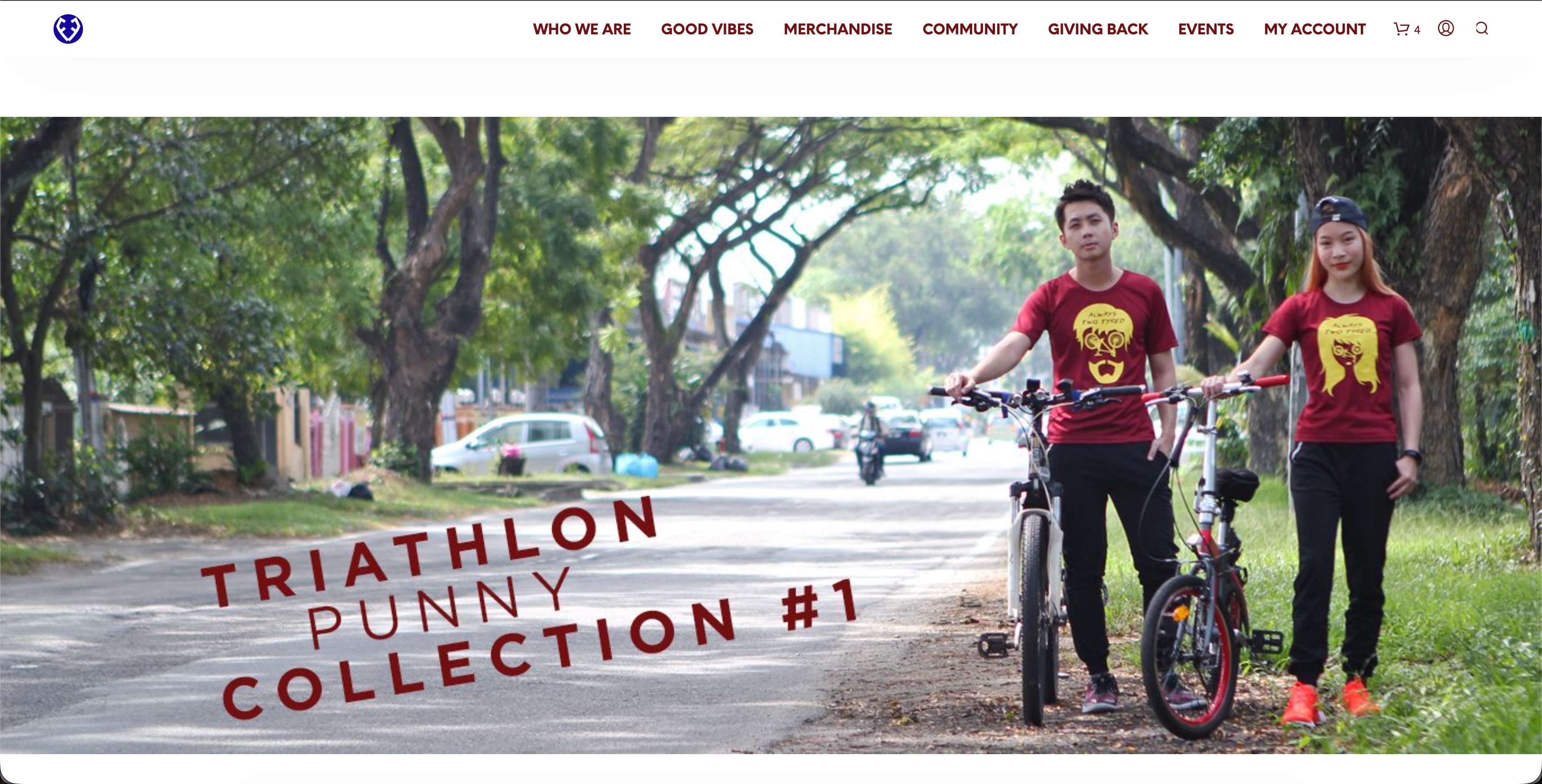 Cardiovascular International homepage with lifestyle photography of two cyclists wearing branded T-shirts